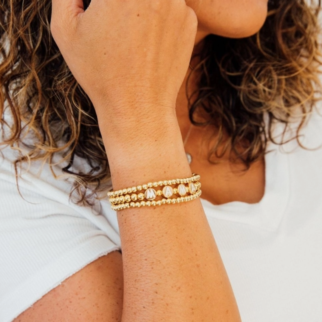 18K Gold Plated MAMA Bracelet Set by Sunflower Motherhood